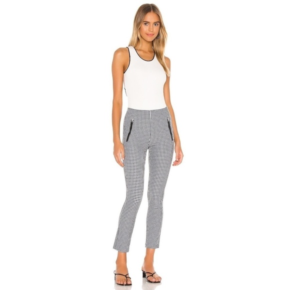 Rag & Bone REVOLVE Simone Gingham Pants Check Black White Tapered Size 4 - Picture 1 of 16